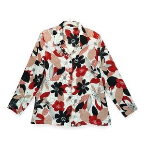 Vintage Patchington Blouse‎ Women's Button Up Long Sleeve Floral Medium Pads